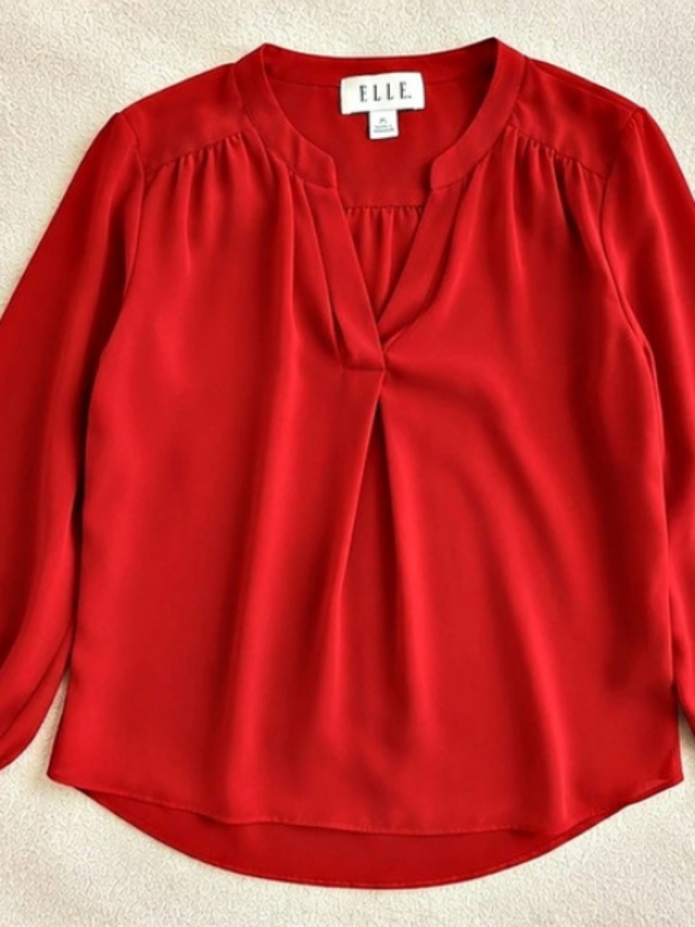ELLE Long Sleeve Blouse in Red Size XL Like New